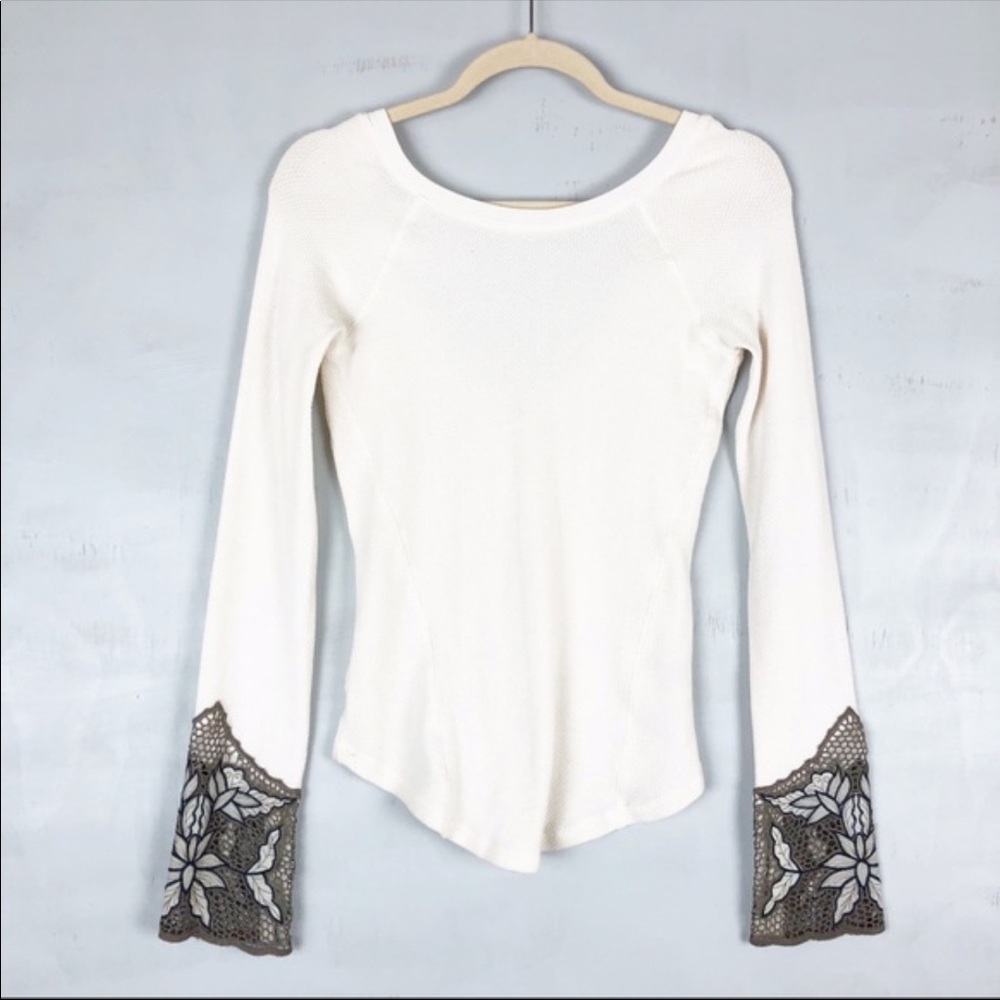 Free People Low Back Thermal Crochet Cuff fitted